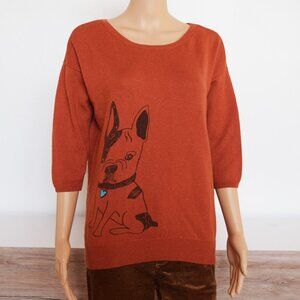 Bar III Wool Blend French Bulldog with Heart Collar Sweater